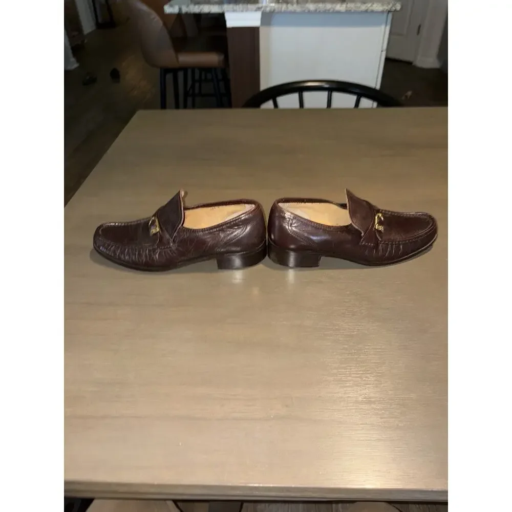 Vintage Aigner Men’s 9D Brown Leather Horsebit Loafers Made in Italy
